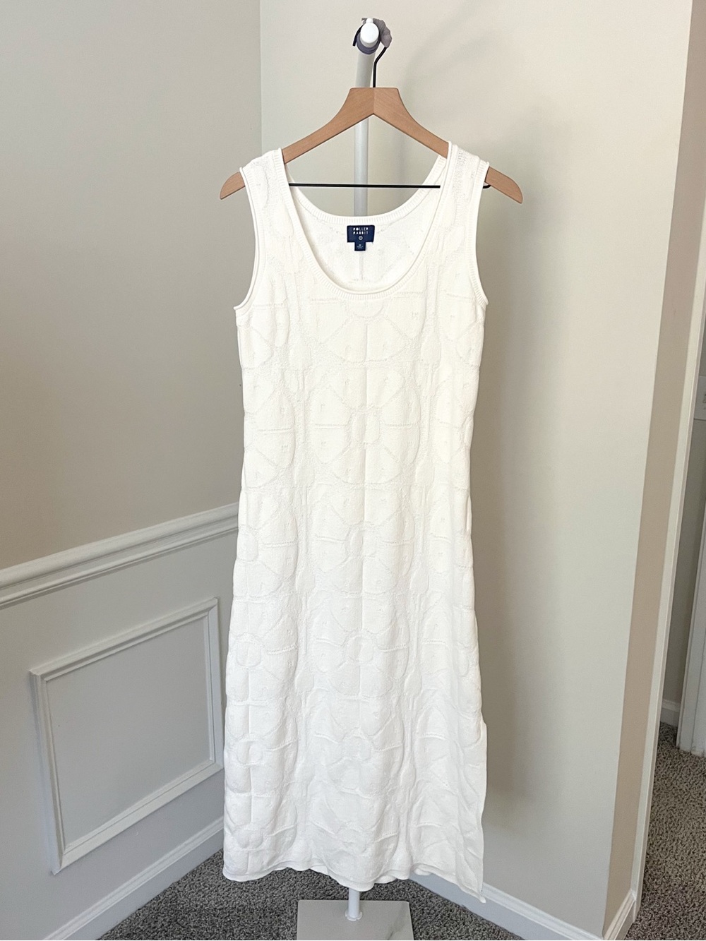 ROLLER RABBIT Midi Tank Sweater Dress Off White Daisy Terry Knit Women’s Medium